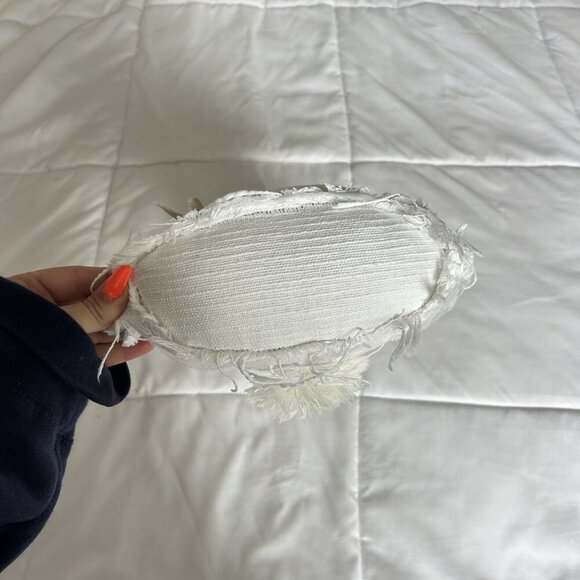 Large White Rabbit Bunny Pillow Rustic Cottagecore Fluffy Tail Tan Bow Y2K - Picture 5 of 5